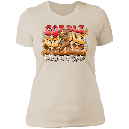 "Gobble, Gobble, Gobble, 'Til You Wobble" Ladies' Boyfriend T-Shirt