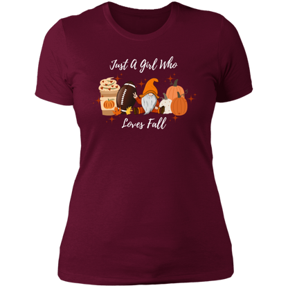 "Just a Girl Who Loves Fall" Ladies' Boyfriend T-Shirt