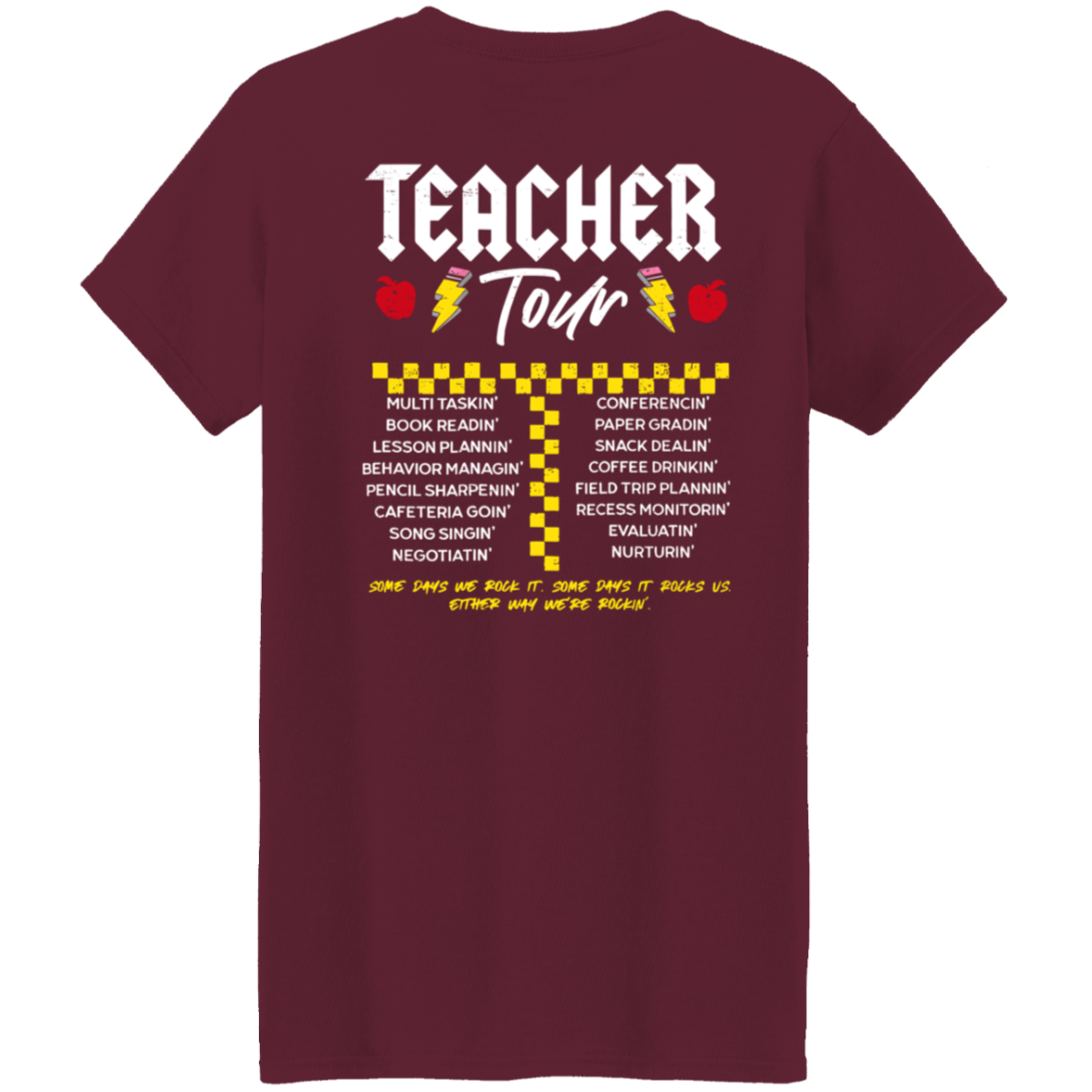 Front and Back Design "ABCD Teacher Tour" t-shirt!