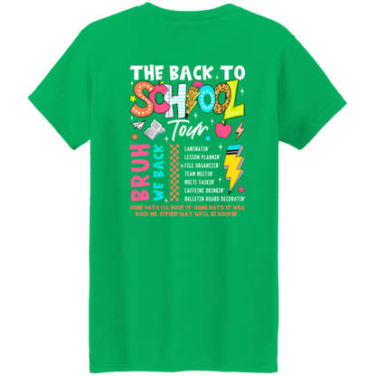 Front and back design "Back to School Tour" teacher's t-shirt