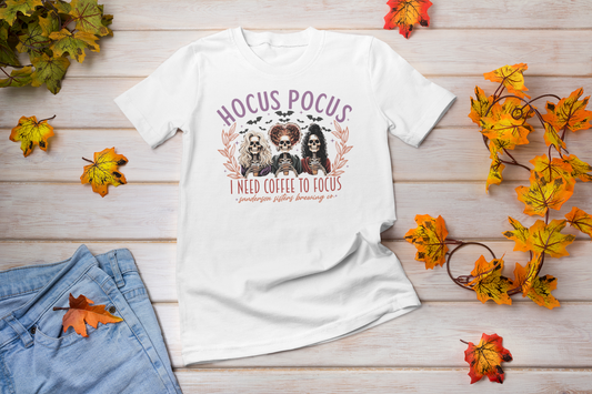 "Hocus Pocus I Need Coffee to Focus" Ladies' Boyfriend T-Shirt