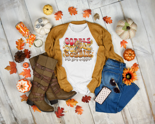 "Gobble, Gobble, Gobble, 'Til You Wobble" Ladies' Boyfriend T-Shirt